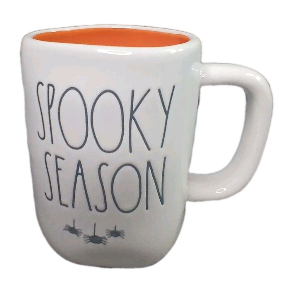 Rae Dunn Spooky Season Spider Coffee Mug Orange Interior Preowned Halloween